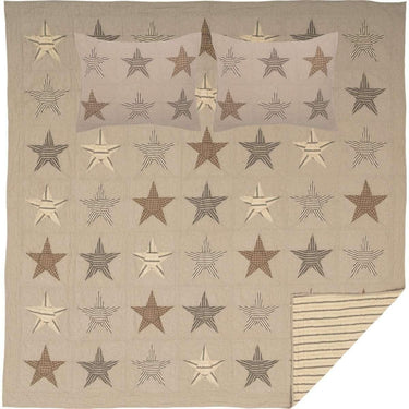Sawyer Mill Star Charcoal Queen Quilt Set; 1-Quilt 90Wx90L w/2 Shams 21x27 VHC Brands - The Fox Decor
